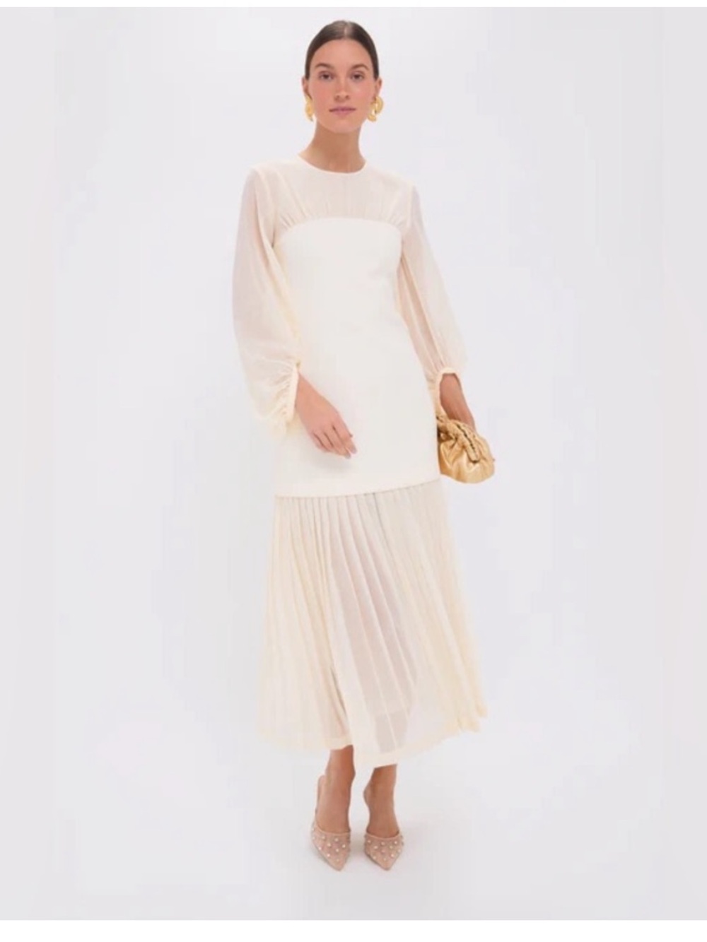 Tuckernuck NWT Ivory Pleated Lorraine Dress Size 14